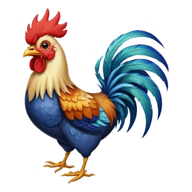 Rooster with a fish sticker