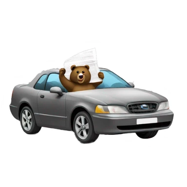 bear holding newspaper driving fast car sticker