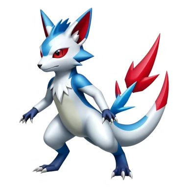 Cool Edgy Shiny Futuristic Ethereal Legendary Digimon-Sneasel-Zangoose-hybrid full body sticker