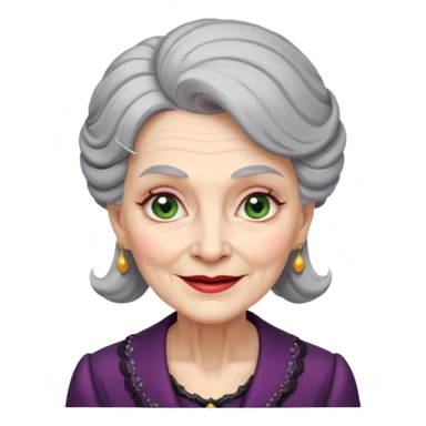 old woman with elegant make up and fancy clothes looking wicked and smirk sticker