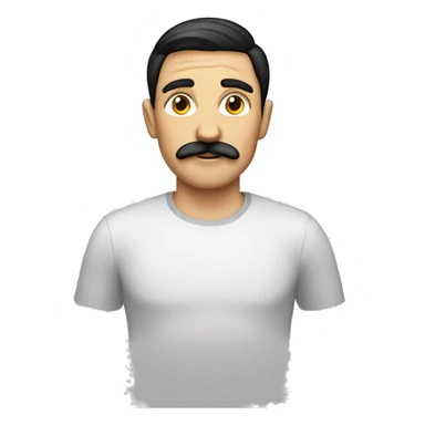 German guy with black middle parted hair and a short moustache sticker