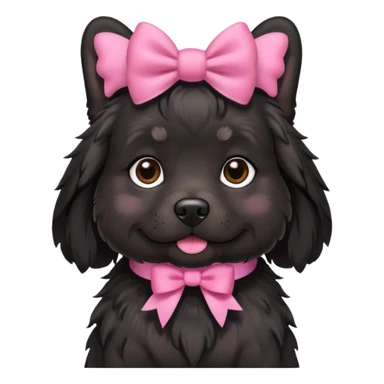 Perrito negrito peludo con lazos rosas  sticker