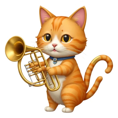 cat playing trombone sticker