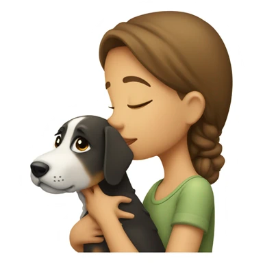 Girl kissing dog sticker