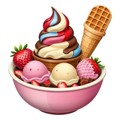 Neapolitan ice cream scoops in a bowl sticker