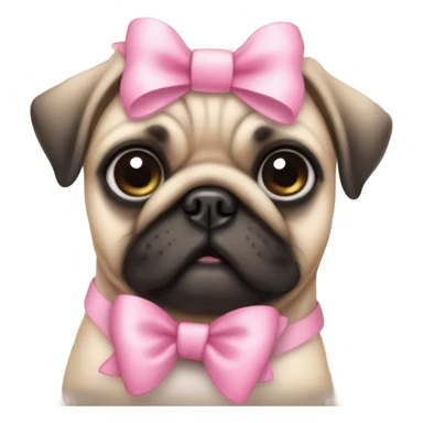 Dog puppy pug with cute pink Bow sticker