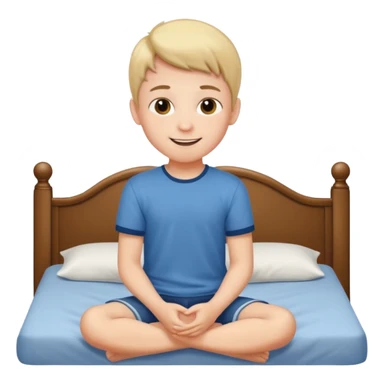 emoji- of a smiley boy sitting on the bed sticker