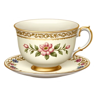 antique floral teacup sticker