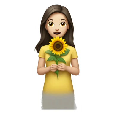 Pretty brunette pale woman holding sunflower sticker