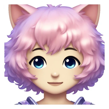 Cute Kawaii Beautiful Gorgeous Sparkly Shiny Blushing Anime Style Catboy sticker