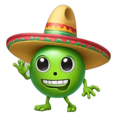 an alien with a mexican hat and maracas sticker