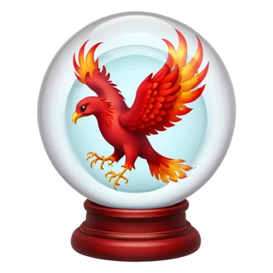 A red fiery phoenix inside a transparent crystal ball with no stand sticker