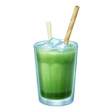 glass of ice matcha with a straw sticker