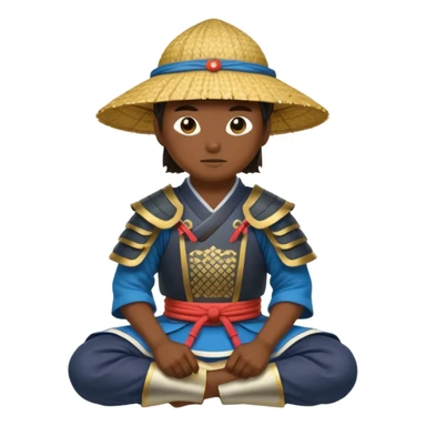 asian Samurais in Hat, Samurai kneeling  sticker