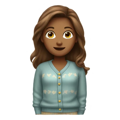  Lady with long brown hair in pajamas and a sweater  sticker