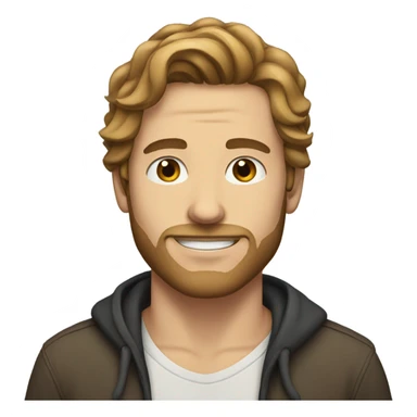 White man with long brown hair and facial stubble  sticker