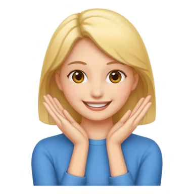femenine smiling face posing with hands under chin sticker