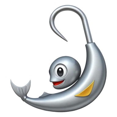 fishing hook emoji, cartoonish sticker