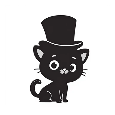 cute cat wearing a formal black top hat sticker