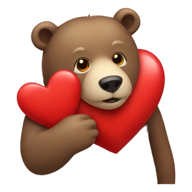 Bear that is holding a red heart  sticker