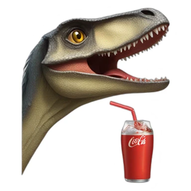 A velociraptor that drinks Coke sticker