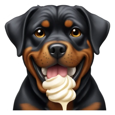Rottweiler eating whipped cream  sticker