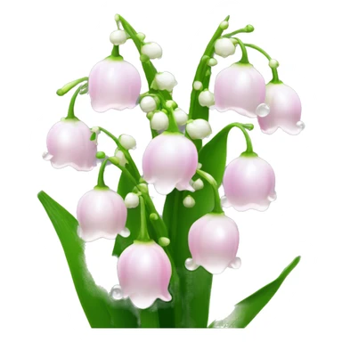 Bush of light pink Lily of the valley flowers with dewy water droplets sticker