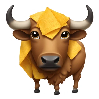 Buffalo wearing a Frito lay shirt sticker