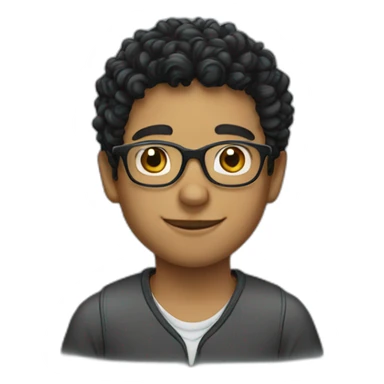 a boy with curly black hair and glasses sticker