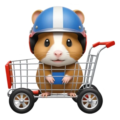 Race car whose frame and suspension is made of shopping cart material driven by a thin Guinea pig  sticker