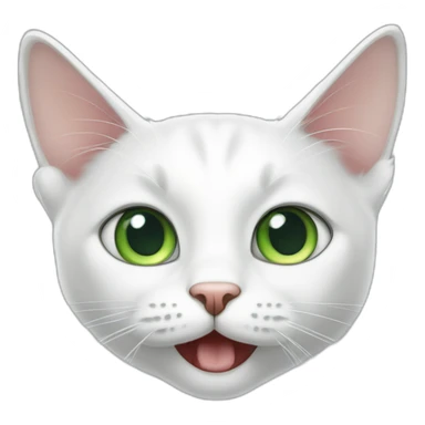 A skinny white cat with green eyes looking confused and meowing sticker