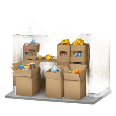 a stall that sells toys packaged in boxes sticker