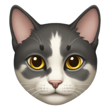 a cat with brass eyes color, and with a black hair sticker