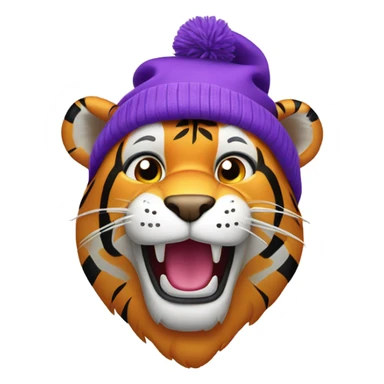 Jaunty tiger wearing purple stocking cap sticker