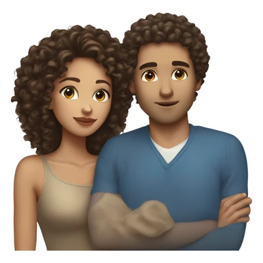 Light skinned woman with curly hair and white man with blue eyes and dark brown hair kissing  sticker