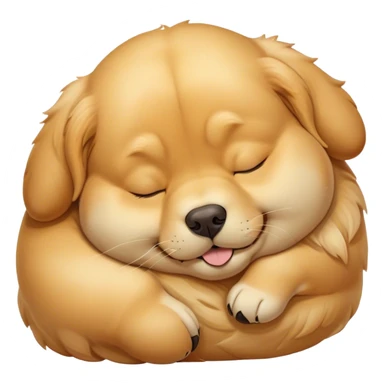 Cinematic Meme-Worthy Chubby Sleeping Golden Retriever Portrait Emoji, Head resting peacefully with a contented smile, featuring a delightfully chubby build and a luxuriously soft golden coat, eyes shut in a serene nap, Simplified yet hilariously adorable features, highly detailed, glowing with a soft, drowsy light, high shine, relaxed and utterly lovable, stylized with an air of playful laziness, bright and endearing, soft glowing outline, capturing the essence of a comically sleepy companion, so meme-worthy it feels like it could instantly become the next viral sensation of adorable slumber! sticker