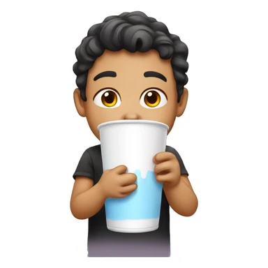 Emoji drinking milk sticker