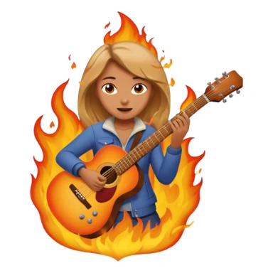 Girl playing with guitar on fire sticker