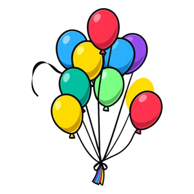 Happy celebration with balloons and streamers sticker