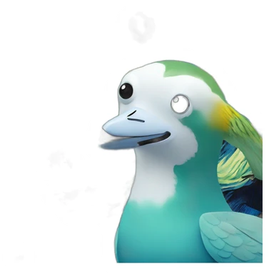 Vangogh starry night combined with seagul and aquamarine color sticker