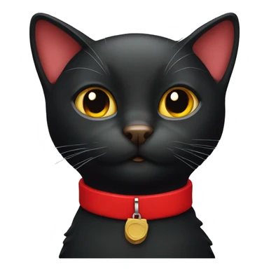 Black cat with red collar sticker