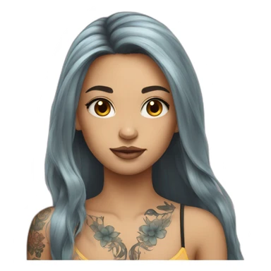 Girl with tattoo and long hair sticker