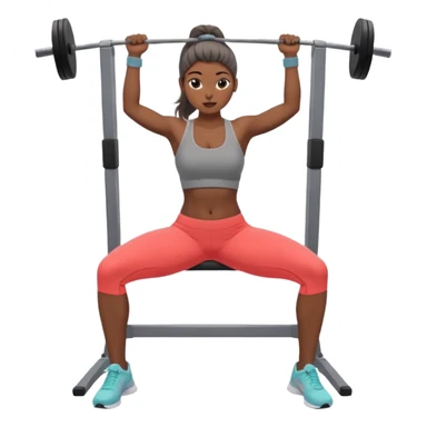 Mujer en gimnasio, peruana con coleta top corto gris y pantalón gris. Haciendo jalón al pecho  sticker