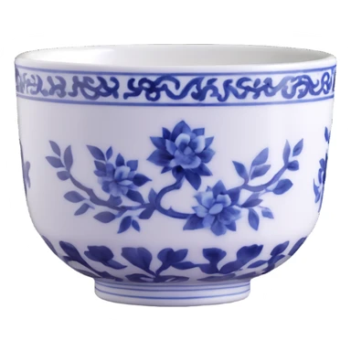 traditional Chinese tea cup with blue and white porcelain design without handle sticker