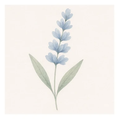 Make the lavender sprig more detailed, with delicate petals and realistic leaves, while keeping the soft background and gentle, minimal look in a watercolor art style. sticker