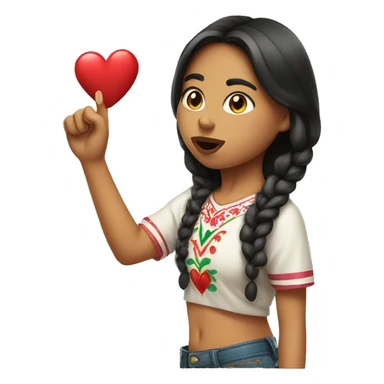 Mexican girl blowing a heart kiss sticker