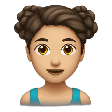 Mujer fitness, cabello marrón oscuro, tez blanca sticker