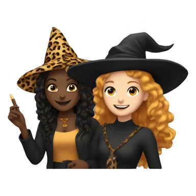 Witch and leopard girl selfie sticker