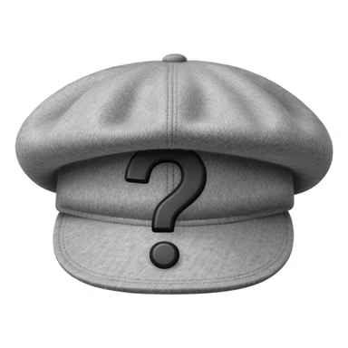 gray hat with a question mark sticker