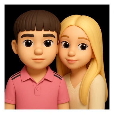 Combine both people from the provided images into one high quality 3D emoji style composition, keeping the 3D emoji style and realistic details. Place them together harmoniously in a single composition. The style should resemble microsoft style 3d fluent emojis with realistic details. sticker